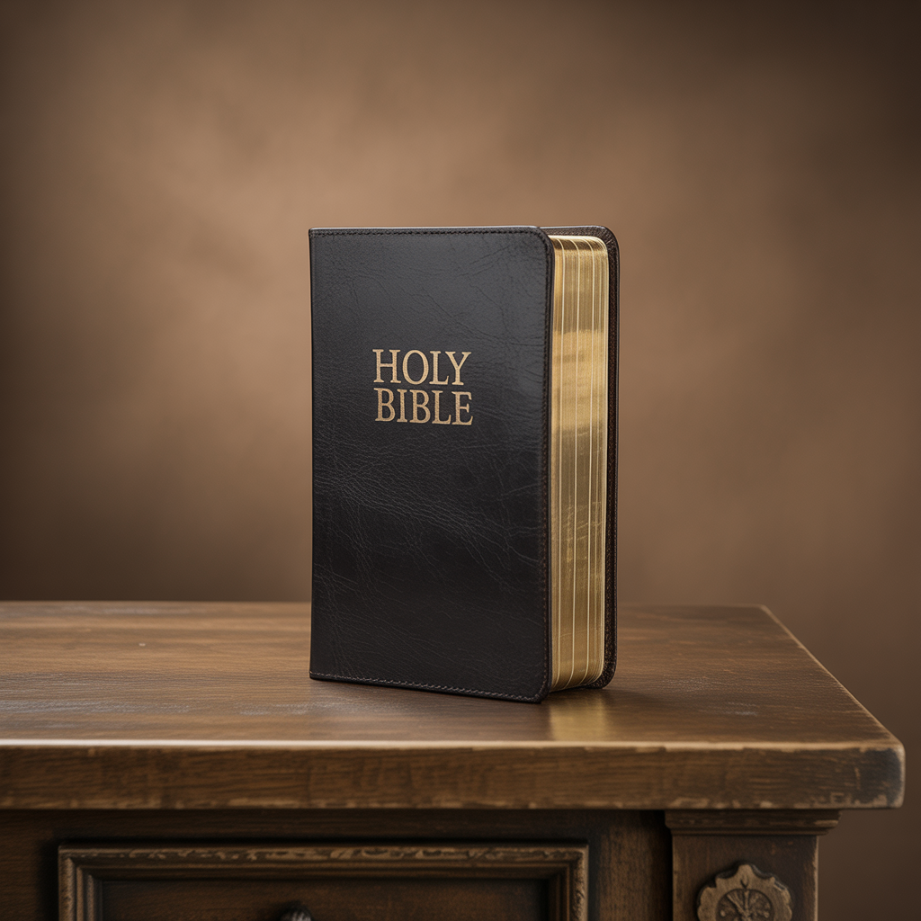 Black Leather Bible Sitting Up