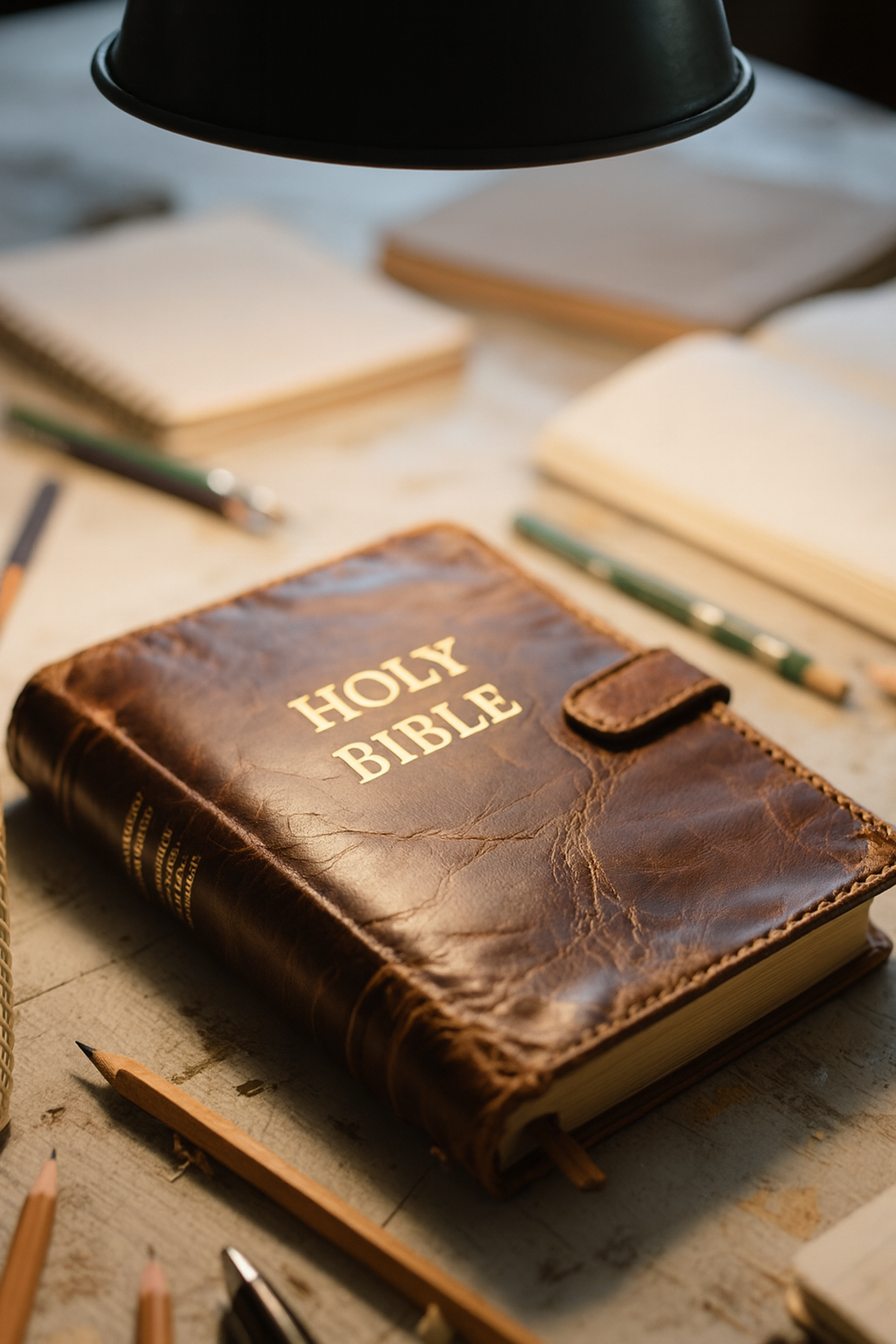Bible on Messy Table Bible on Messy Table