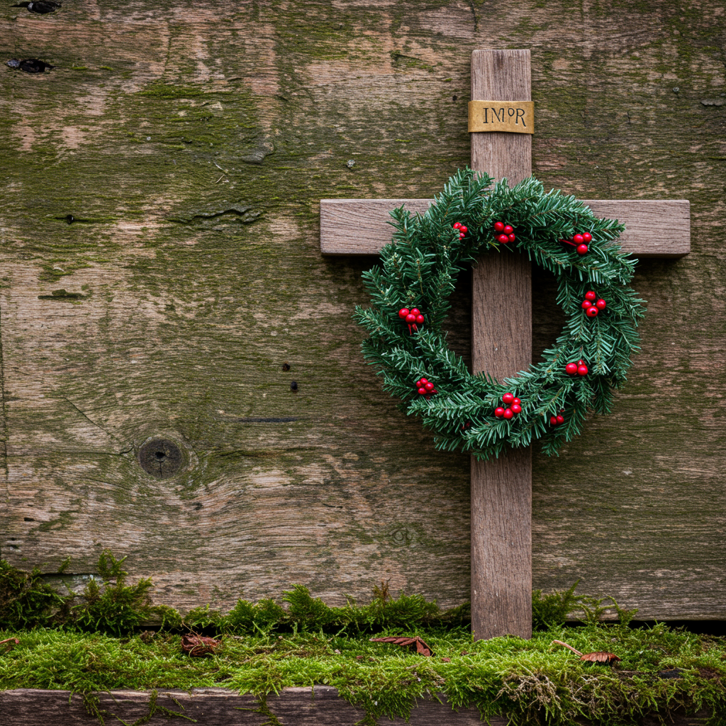 Christmas Cross with Wreath