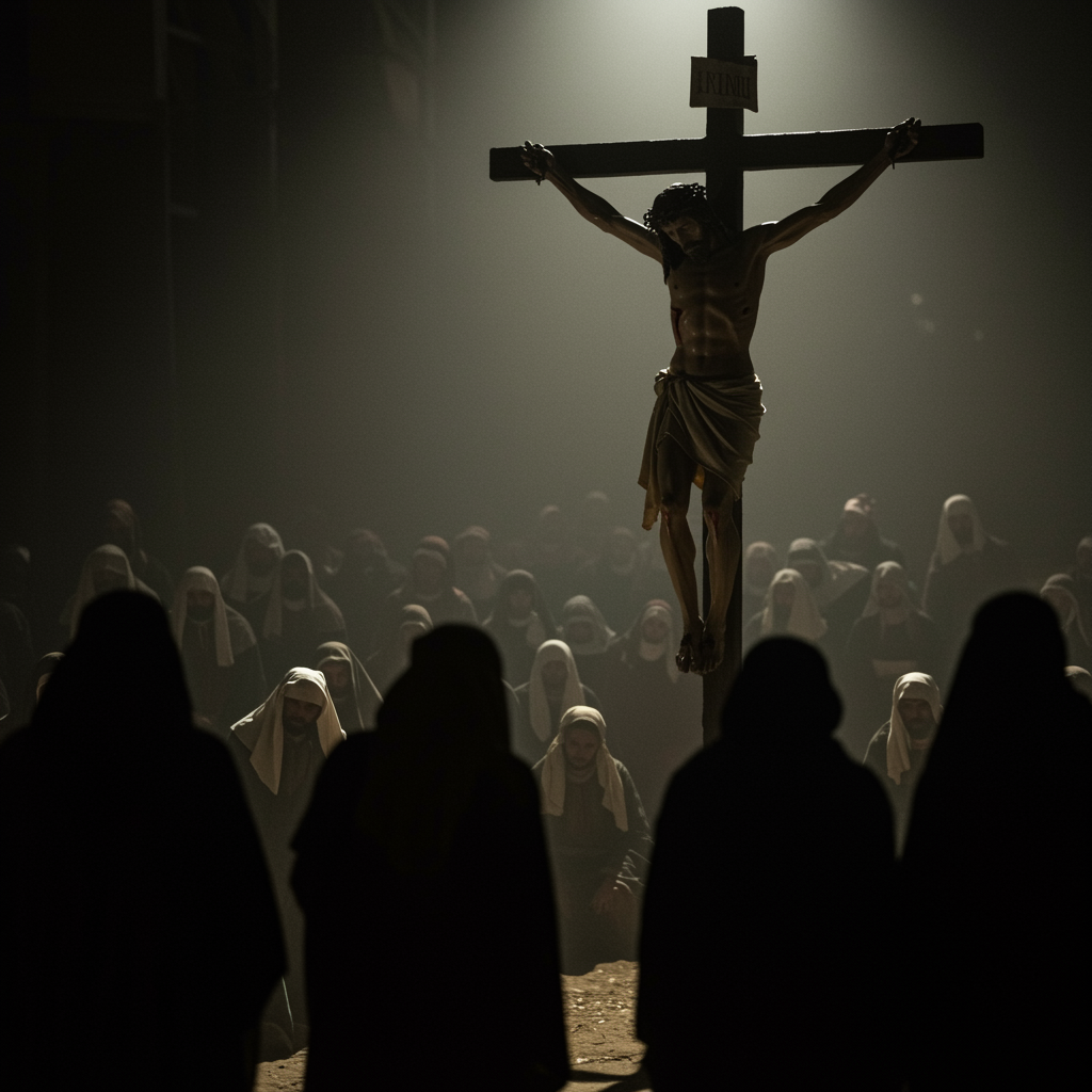 Jesus with Saved Us Who Put Him There Because of Our Sins