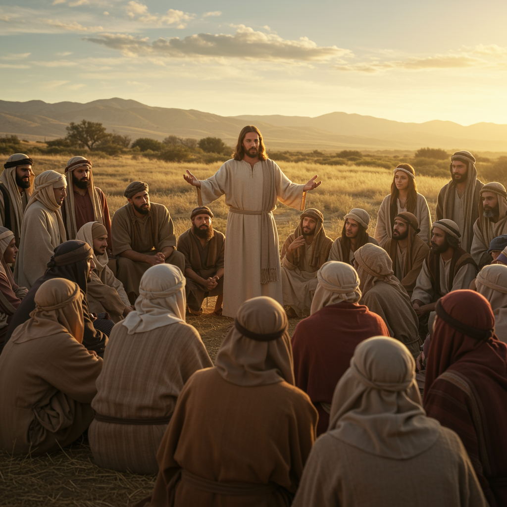 Jesus Teaching a Crowd