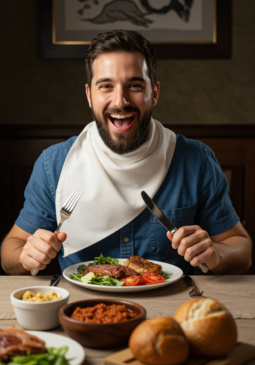 Man Eating Large Meal