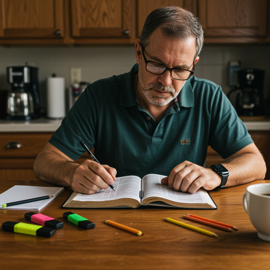 Man Studying His Bible Well