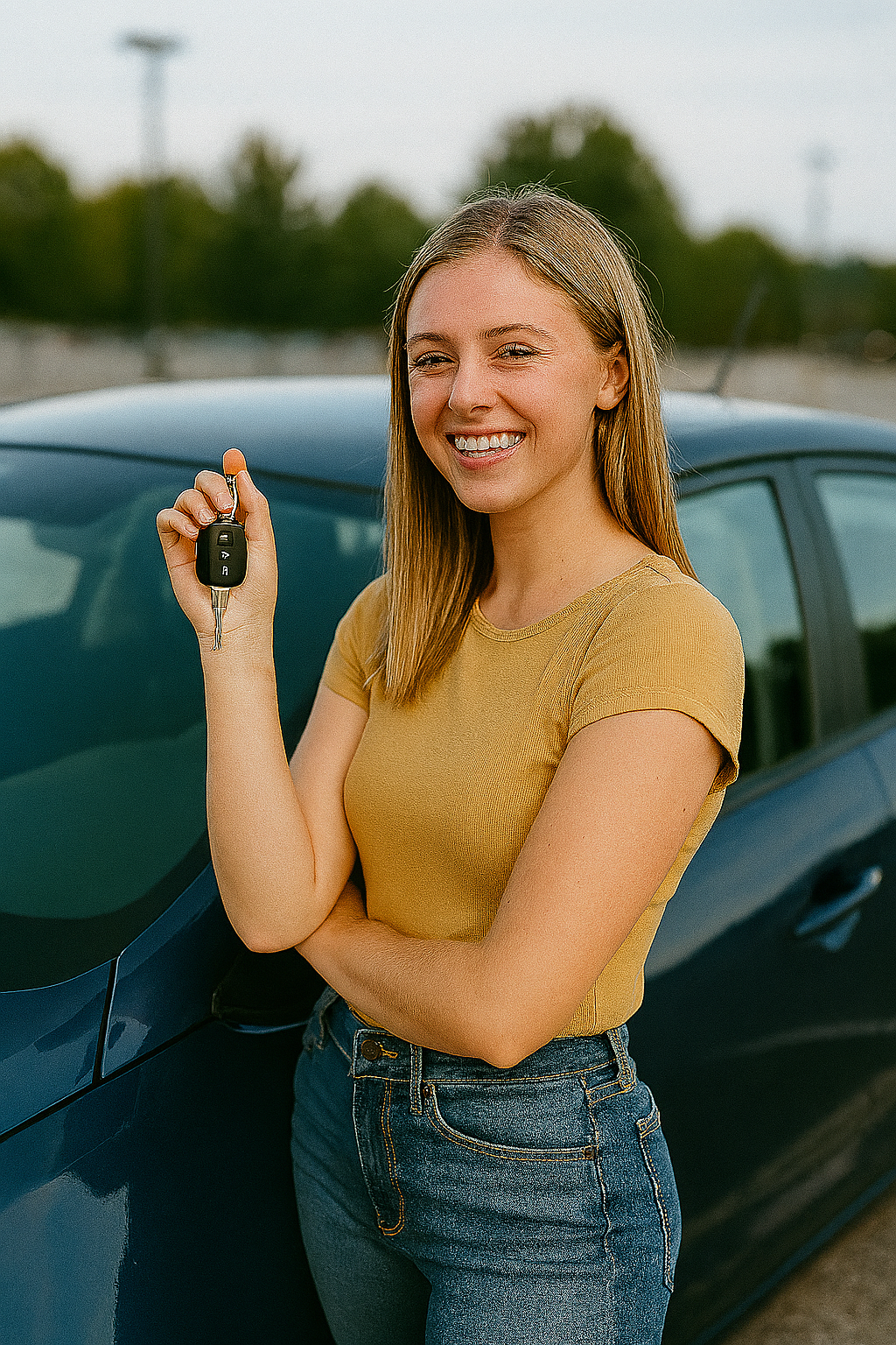 Pretty Girl Holding the Keys to Her First Car Pretty Girl Holding the Keys to Her First Car