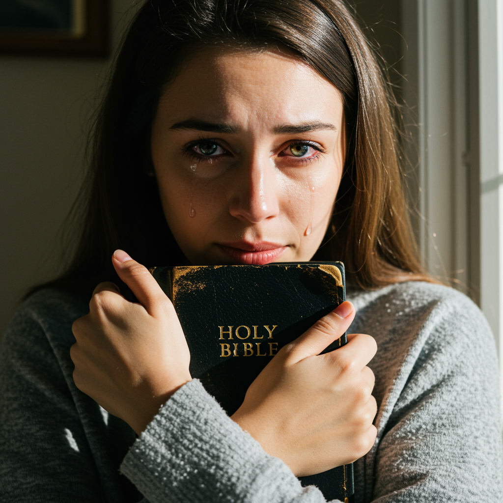 Woman Clutching Her Bible