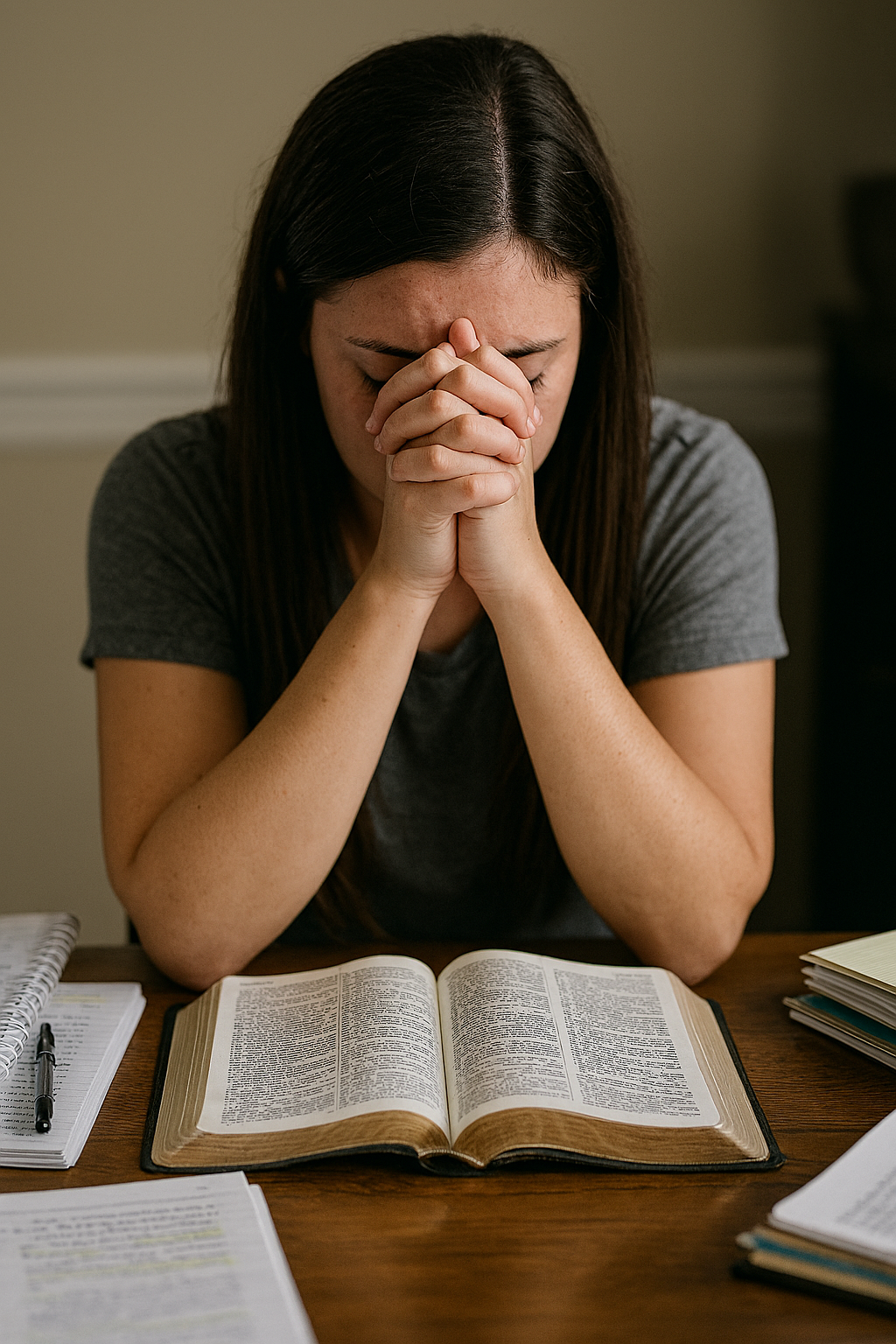 Woman Praying at Study
